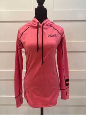 PINK Victoria's Secret Heathered Hot Pink Hooded Long-Sleeve Pullover